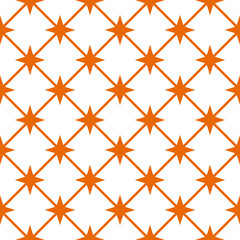 Poster - Orange four ray stars and diagonal crosses dtipes. Vector.