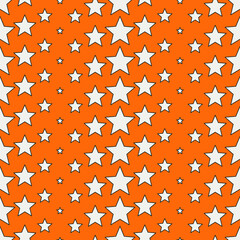 Poster - Orange background and white stars wallpaper. Suitable for packaging and gifts. Orange packing material.