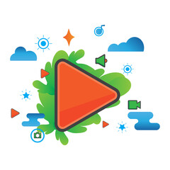 Poster - play button illustration. Flat vector icon. can use for, icon design element,ui, web, mobile app.
