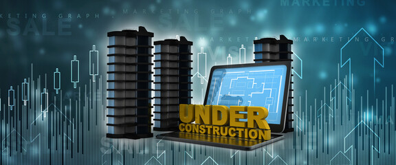Poster - 3d rendering building Under construction
