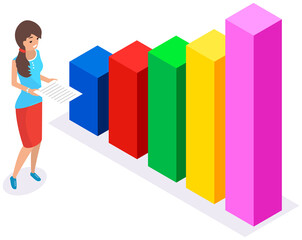 Poster - Visualize with business analytics. Work with statistical data analysis, changing indicators. Analyze statistical indicators, business data. Marketing research for presentation. Data financial report