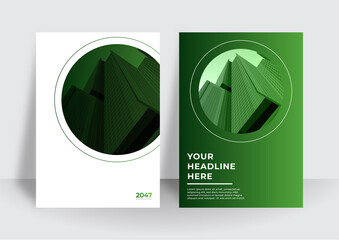 Business cover report template with modern green minimal corporate concept. Minimalist cover design style set. Can be use for business annual report, name cade, flier, banner