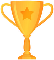 Wall Mural - golden trophy cup isolated on white. vector illustration of prize with two grips. glossy award, firs
