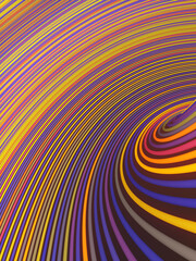 Aufkleber - Twisted wires digital illustration of multicolored striped background. Creative pattern design. 3d rendering