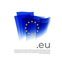 European Union Flag Watercolor. Colored Stripes EU Flag On A White Background. Vector Stylized Poster, Banner, Cover Design With Eu Domain, Place For Text