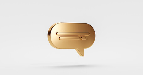 Wall Mural - gold premium chat icon design or online message symbol speech bubble talk sign and contact communica