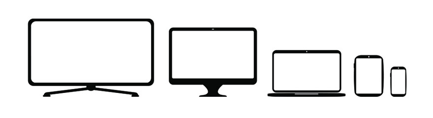 smart tv, tablet, pc, laptop, phone icon  on white background	