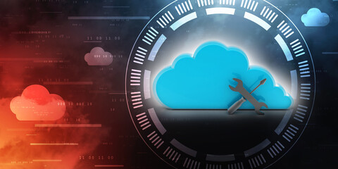 Poster - 

3d illustration Wrench and screwdriver on cloud, service concept 