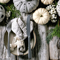 Wall Mural - White decorative pumpkins