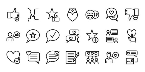 Poster - testimonials sign black thin line icon set. vector