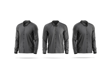 Poster - Blank black classic shirt mockup, front and side view