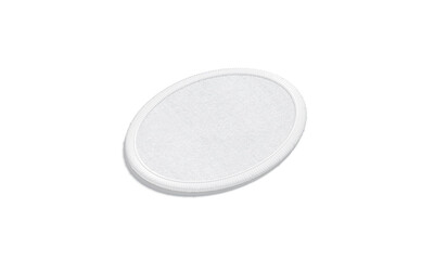 blank white round embroidered patch mockup, side view