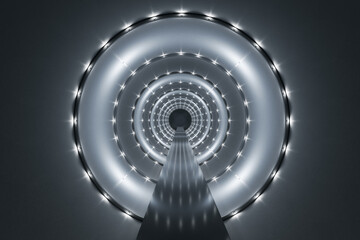Wall Mural - spaceship corridor and science fiction rocket launching runway, endless tunnel concept with futurist