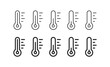 Thermometer icon set. Line heat and cold concept illustration. Temperature indicator simple symbol in vector flat