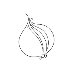 Onion continuous line drawing. One line art of Savannah Sweet Onion, vegetable.