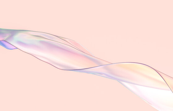 Beauty fashion smooth elegant flying holographic glossy cloth. Abstract 3d art background.