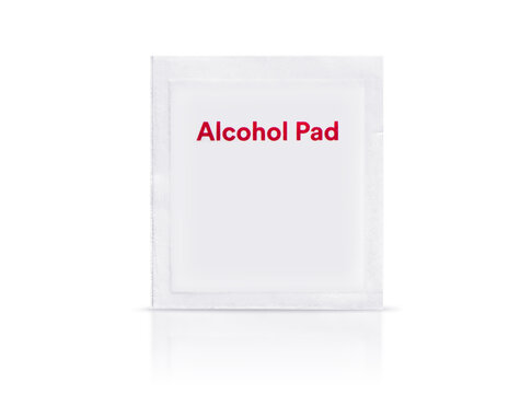 Fototapete -  - alcohol pads package mockup isolate Equipment of Rapid antigen test equipment kit set ,Mock up for packaging design concept