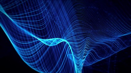 Poster - Abstract Flowing Particle Lines Data Concept Background Loop/ 4k animation of an abstract technology background of powerful speed particle lines stroke patterns and strings seamless looping