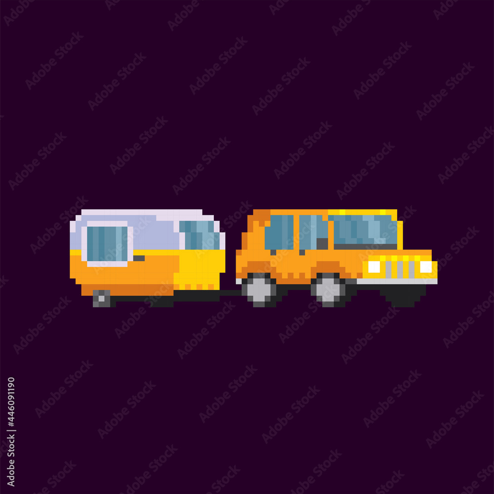 Camper trailer family camping trip. Vehicle, transport and sleeping ...
