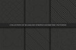 Collection of vector seamless striped patterns. Black geometric luxury backgrounds. Dark linear textures