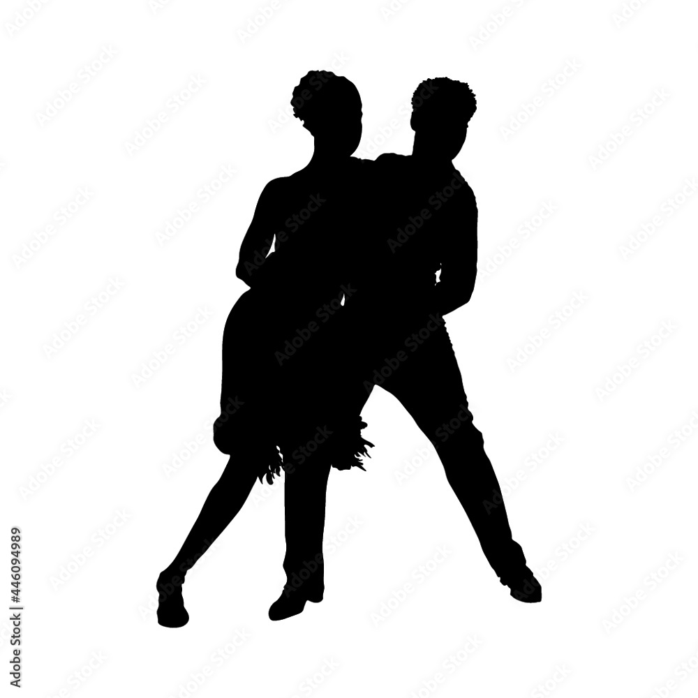 dancing silhouette of a romantic afro couple Stock Vector | Adobe Stock