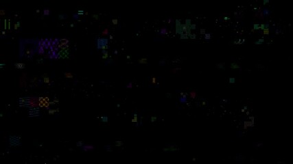 Wall Mural - horizontal distortion of broken video image on black background, vhs effect, glitch digital color pi