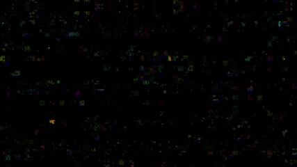 Wall Mural - horizontal distortion of broken video image on black background, vhs effect, glitch digital color pi