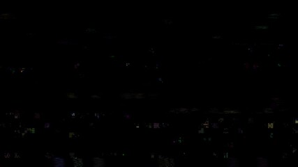 Wall Mural - horizontal distortion of broken video image on black background, vhs effect, glitch digital color pi