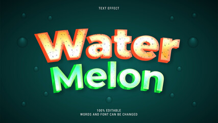 Wall Mural - watermelon text effect 100% editable vector eps