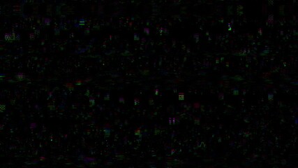 Wall Mural - horizontal distortion of broken video image on black background, vhs effect, glitch digital color pi