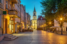 Church Of Our Lady Of Czestochowa At Dusk Situated On Stary Rynek Square In Zielona Gora, Poland