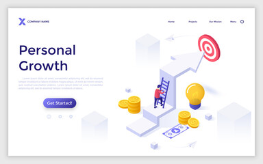 Wall Mural - Vector Isometric Landing Page Template