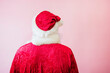 Man dressed as Santa Claus turned around showing his back