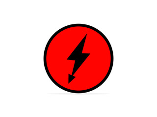 Poster - Danger high voltage sign vector. Electrical shock hazard icon. Isolated black and Red circle sign with eletric lightning. Stock Vector