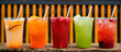 colourful Lemonade in transparent cup, five summer lemonades