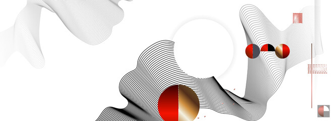 Wall Mural - Poster Abstract Japanese style template red black white background. White background vector illustration to lines