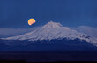 Mt. Jefferson, Oregon, with a partial eclipse of the moon on April 4, 2015