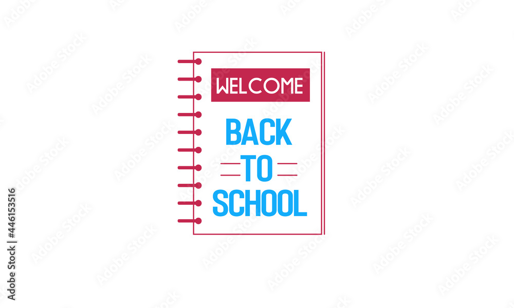 Welcome Back to School Vector Illustration with Book Outline Stock ...