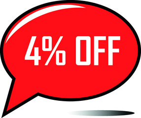 4 percent off red balloon, floating balloon for discount promotional offers, super sale, super offer, reduct balloon with white font and dark shadow