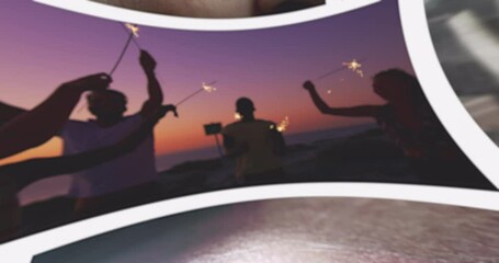 Poster - Composite animation of multiple scrolling business, leisure and technology screens