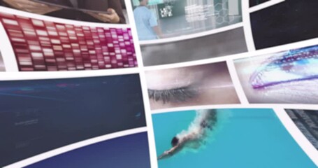 Poster - Composite animation of multiple scrolling business, leisure and technology screens