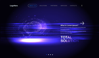 5G and IoT (Internet of Things) landing page with digital communication future technology images. Website template for internet speed concept or startup business. vector illustration