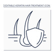 Hair strengthening line icon. Strength hair with shampoo and vitamins. Protection from baldness.Preserving hair follicles. Beauty procedure concept. Isolated vector illustration. Editable stroke