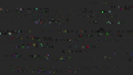 Wall Mural - horizontal distortion of broken video image on black background, vhs effect, glitch digital color pi