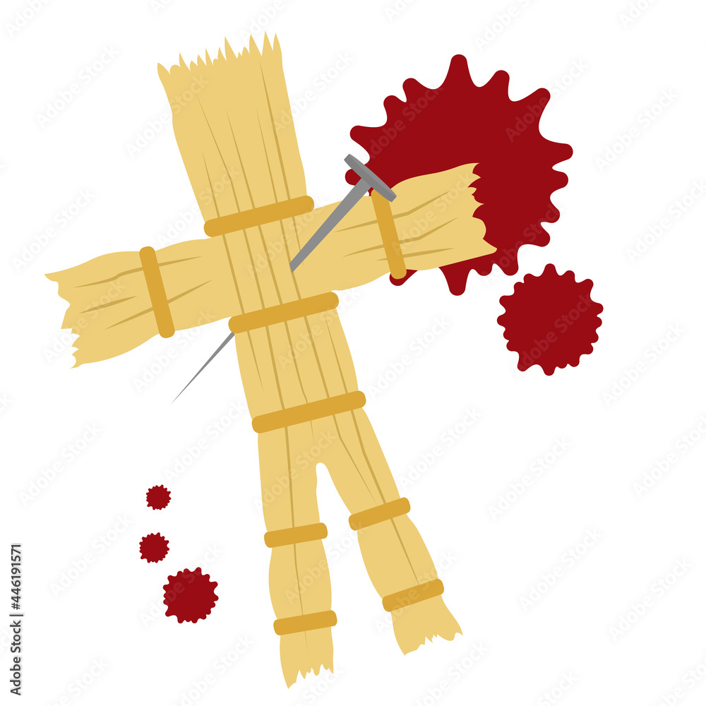 呪いの藁人形 五寸釘の刺さった藁人形 ホラー Stock Vector 呪いの藁人形 五寸釘の刺さった藁人形 ホラー Stock Vector