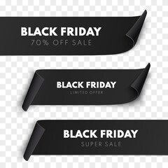 Wall Mural - Black Friday sale ribbon banners collection isolated. Vector price tags.