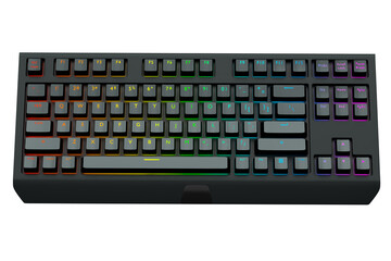 Wall Mural - Black computer keyboard with rgb colors isolated on white background.