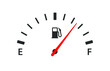 Fuel gas gauge meter icon symbol graphic. Petrol gasoline diesel tank empty full logo sign. Vector illustration image. Isolated on black background.