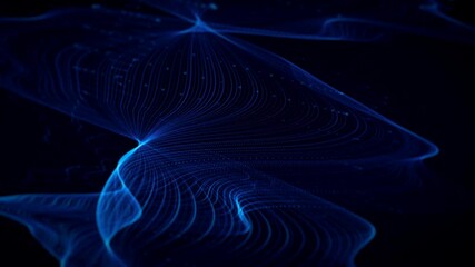 Poster - Abstract Flowing Particle Lines Data Concept Background Loop/ 4k animation of an abstract technology background of powerful speed particle lines stroke patterns and strings seamless looping