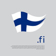 Finland flag. Stripes colors of the finnish flag on a white background. Vector design national poster with fi domain, place for text. Brush strokes. State patriotic banner of finland, cover